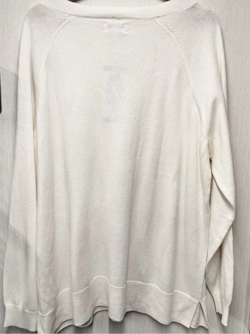 NWT Lucky Brand Marshmallow White V-Neck Knit Sweater, Size XL